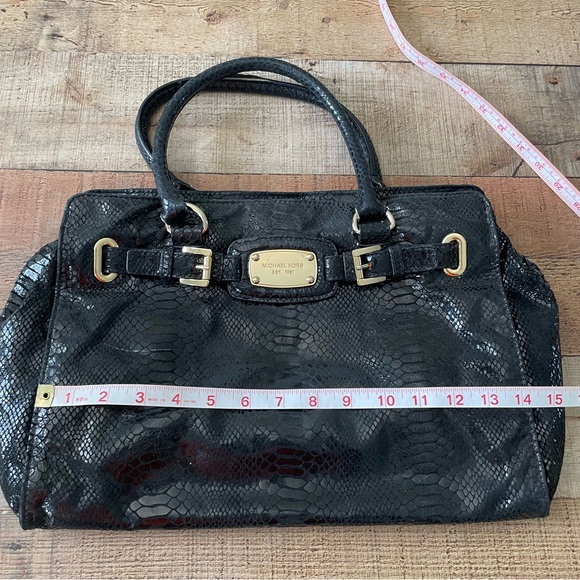 Michael Kors Snake Embossed Hamilton Handbag Black - Picture 12 of 13